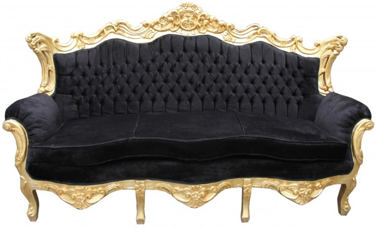 Casa Padrino Barock 3er Sofa Master Schwarz / Gold - Wohnzimmer Couch Möbel Lounge Bild 1