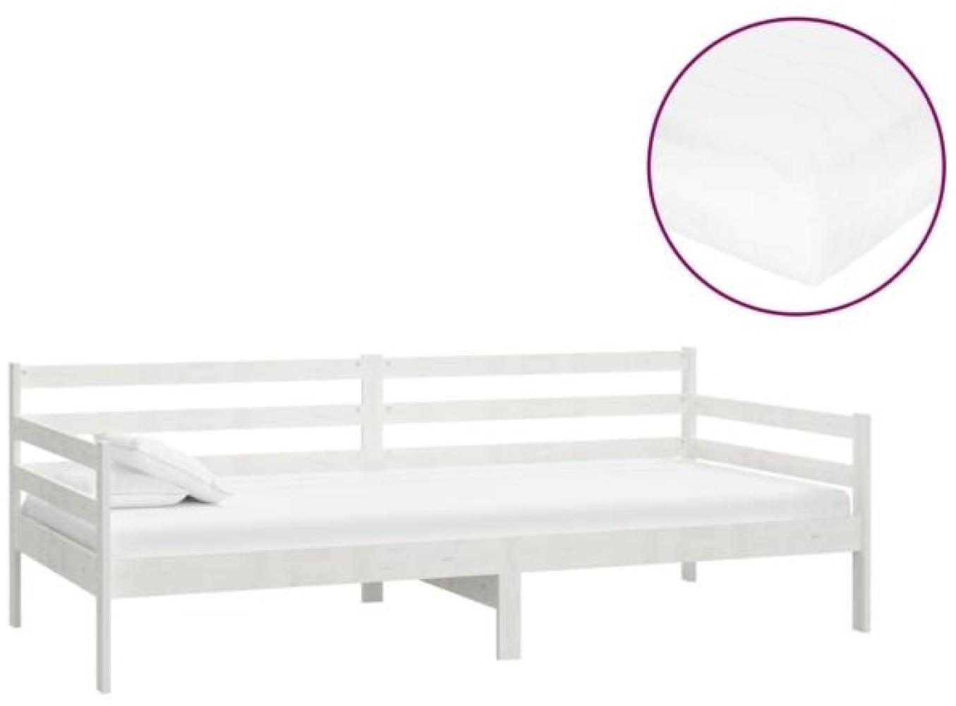 vidaXL Tagesbett mit Matratze 90x200 cm Weiß Massivholz Kiefer [3083590] Bild 1