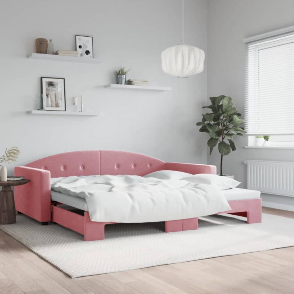 Tagesbett Ausziehbar Rosa 100x200 cm Samt Bild 1