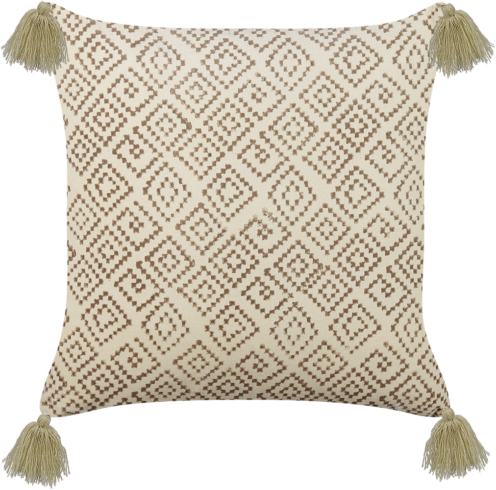 Dekokissen Blockdruck Baumwolle Beige SANTOLINA 45 x 45 cm Bild 1