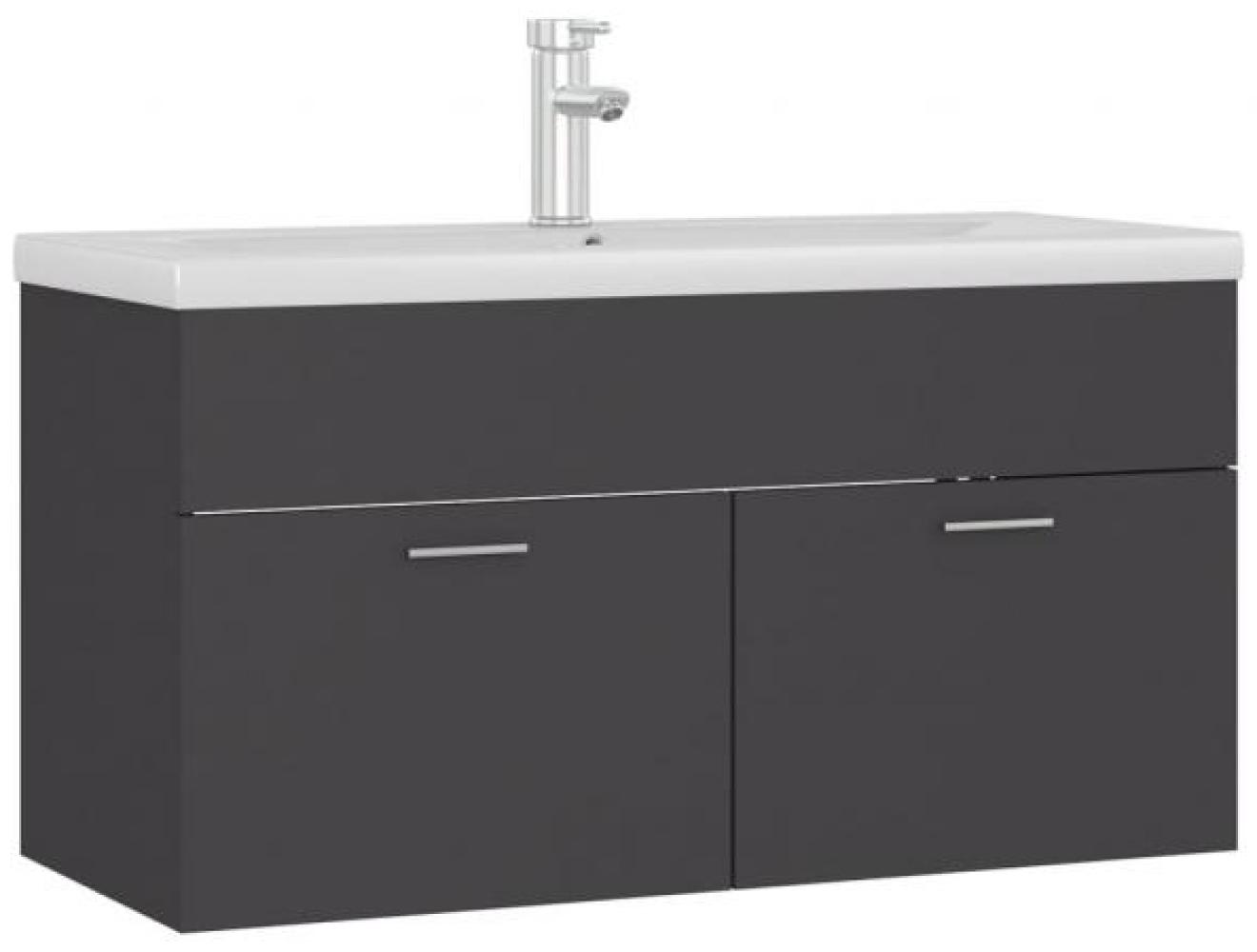vidaXL Waschbeckenunterschrank mit Einbaubecken Grau Spanplatte [3071290] Bild 1