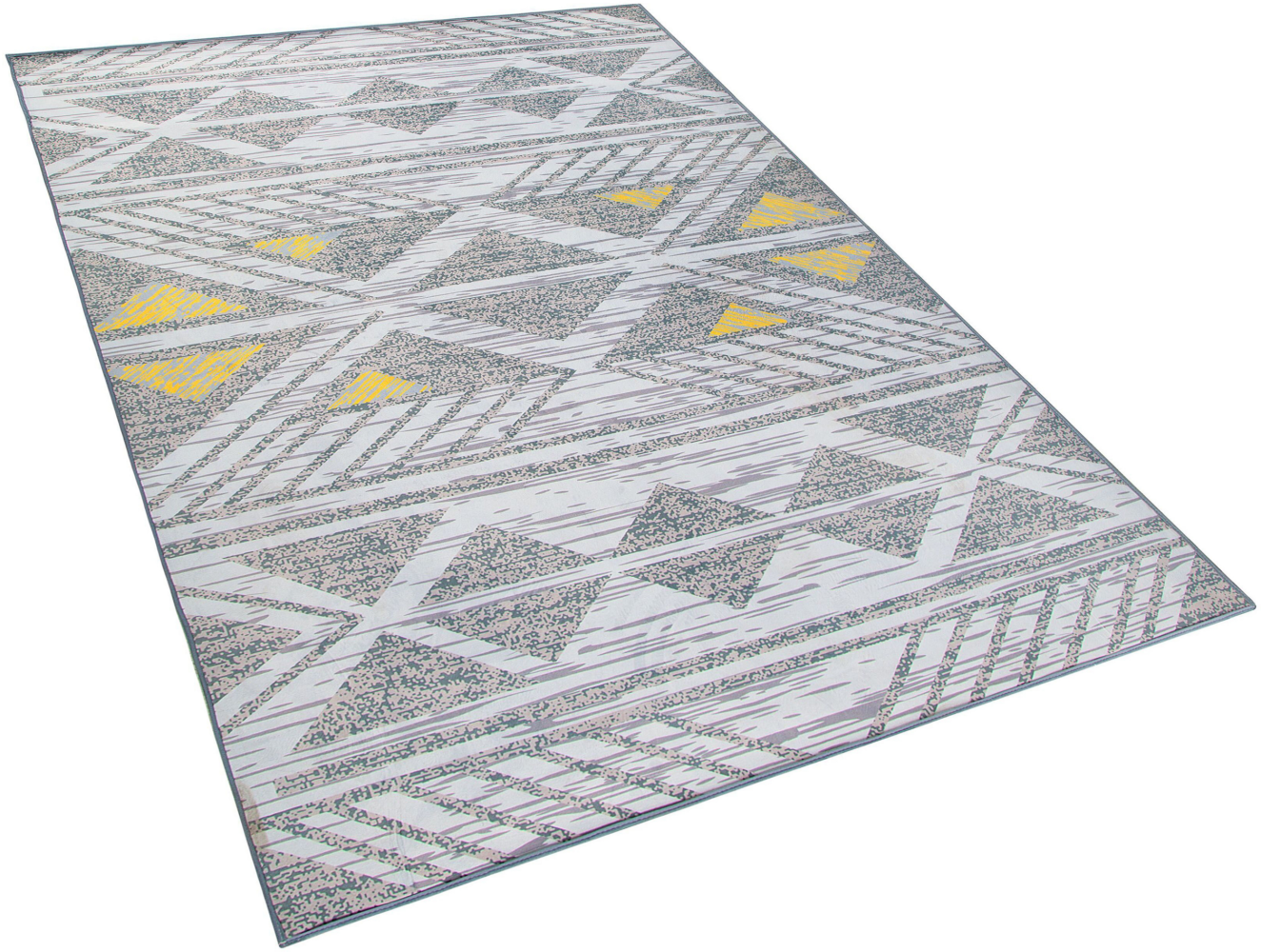 Teppich grau-gelb 140 x 200 cm geometrisches Muster Kurzflor KARGI Bild 1