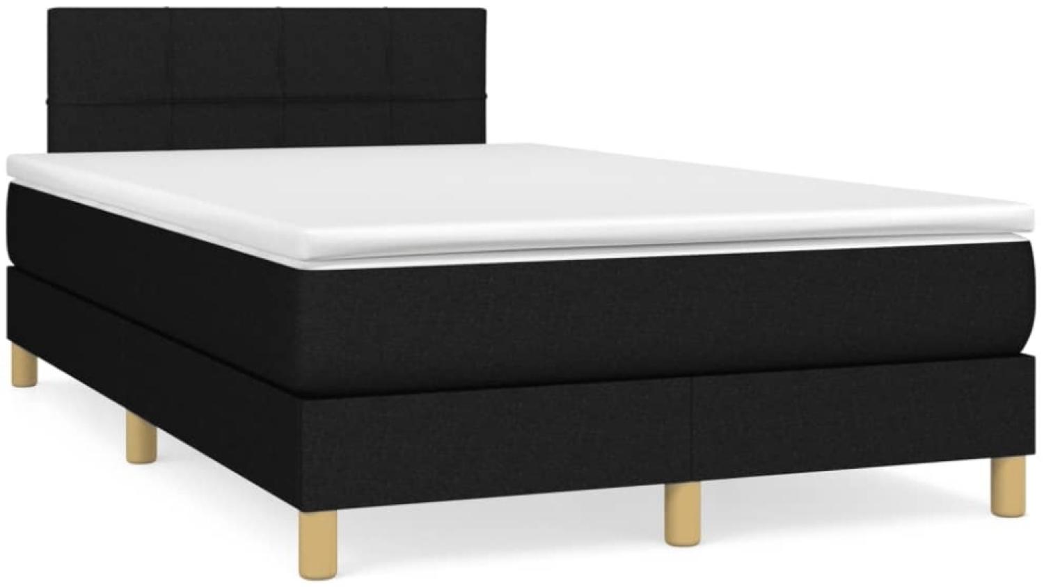 vidaXL Boxspringbett mit Matratze & LED Schwarz 120x190 cm Stoff Bild 1