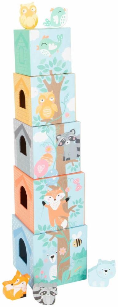 Small Foot - Stacking Tower with Forest Animals Pastel 10 pcs. Bild 1