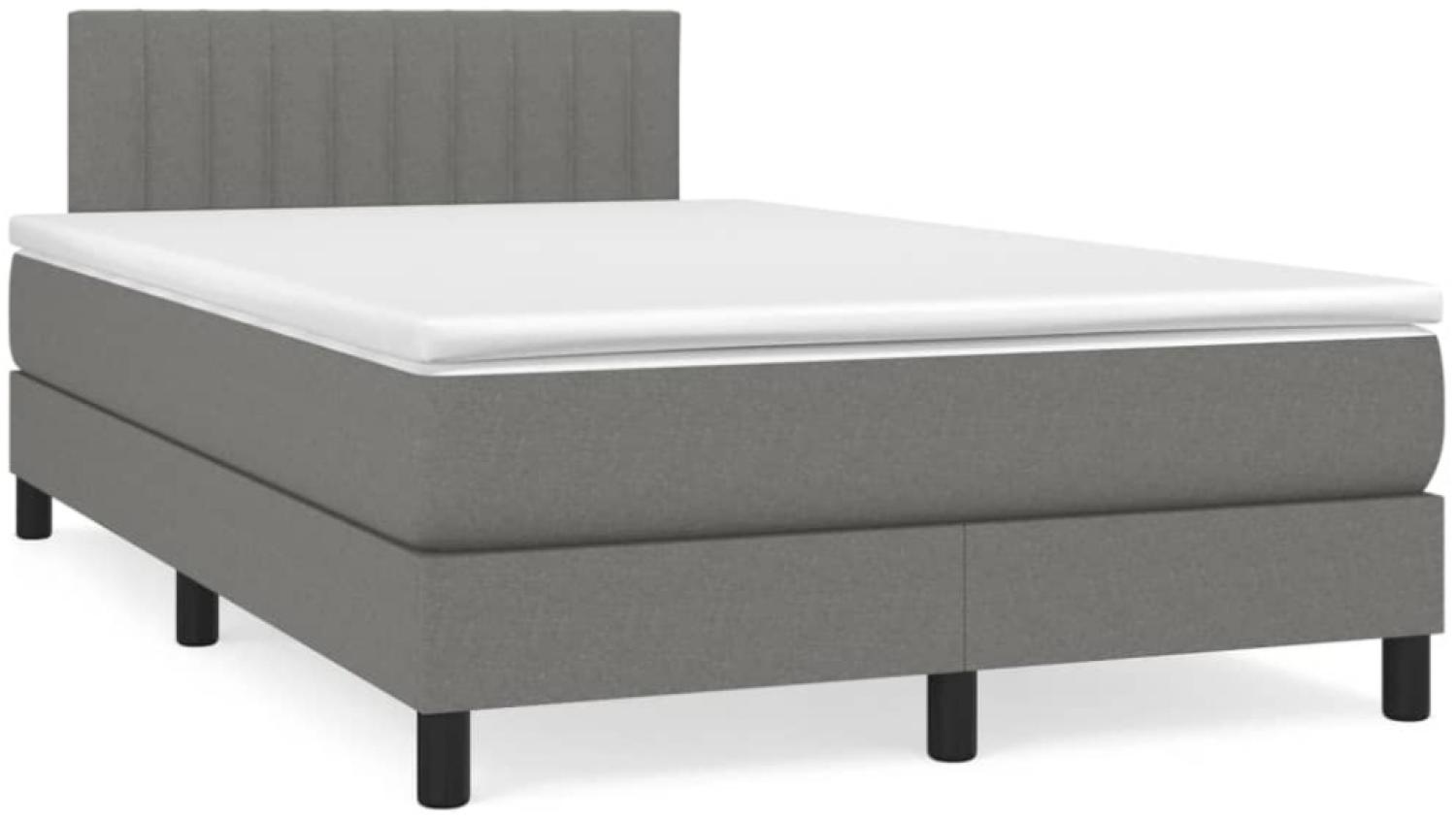 vidaXL Boxspringbett mit Matratze & LED Dunkelgrau 120x190 cm Stoff Bild 1