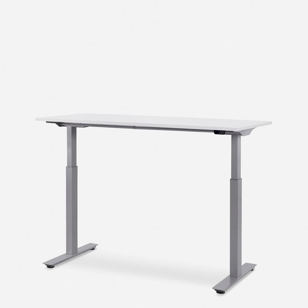 140x60 cm WRK21® SMART - Weiss Uni / Grau elektrisch höhenverstellbarer Schreibtisch Bild 1