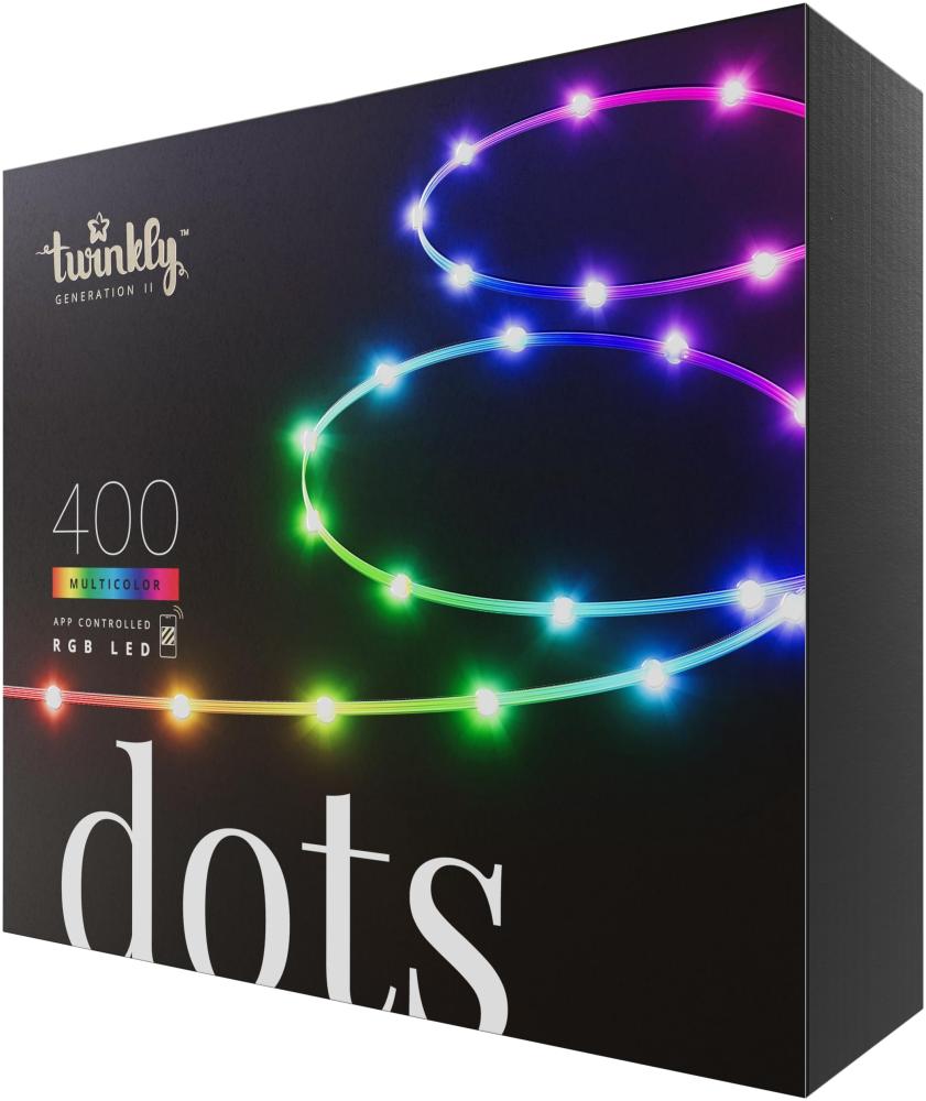Twinkly Dots - Flexible LED-Lichterkette mit 400 RGB-LEDs - Weihnachtsbeleuchtung für Drinnen und Draußen - App-gesteuerte Weihnachtsdeko, klarer Draht, 20m Bild 1