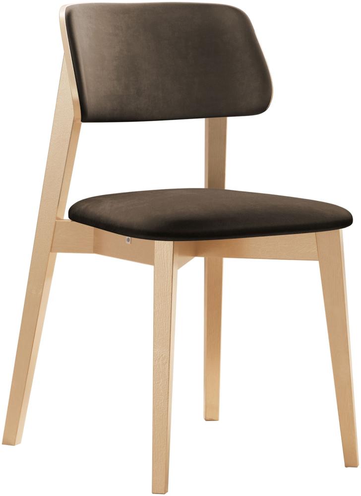 Esszimmerstuhl Taskir C, Stuhl aus Buchenholz für Küche, Restaurant (Buche / Magic Velvet 2205) Bild 1