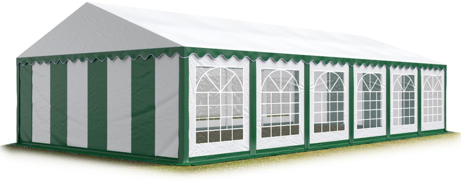 Party-Zelt Festzelt 6x12 m Garten-Pavillon -Zelt PVC Plane 700 N in grün-weiß Wasserdicht Bild 1