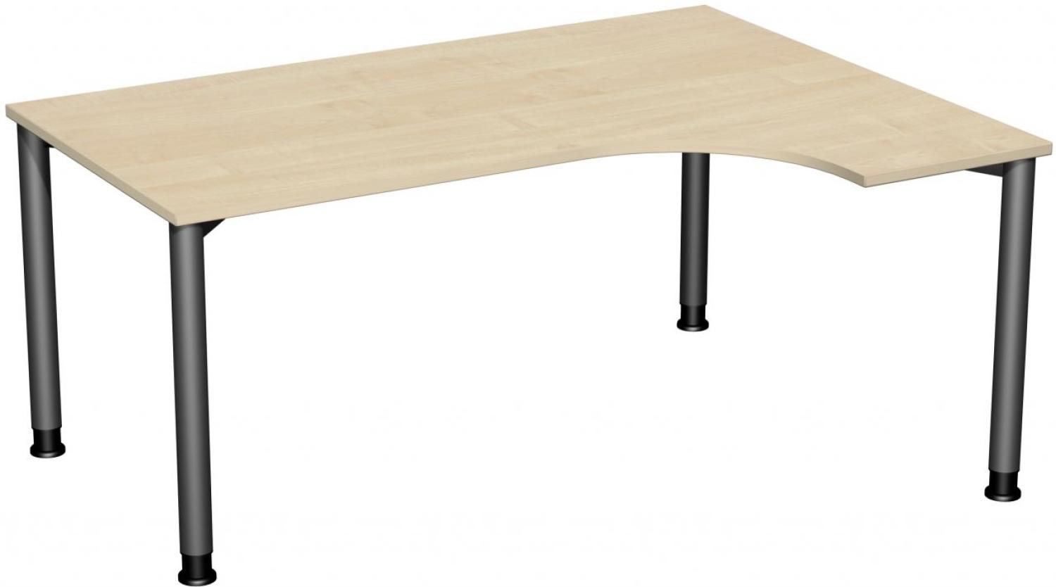 PC-Schreibtisch '4 Fuß Flex' rechts, höhenverstellbar, 160x120cm, Ahorn / Anthrazit Bild 1