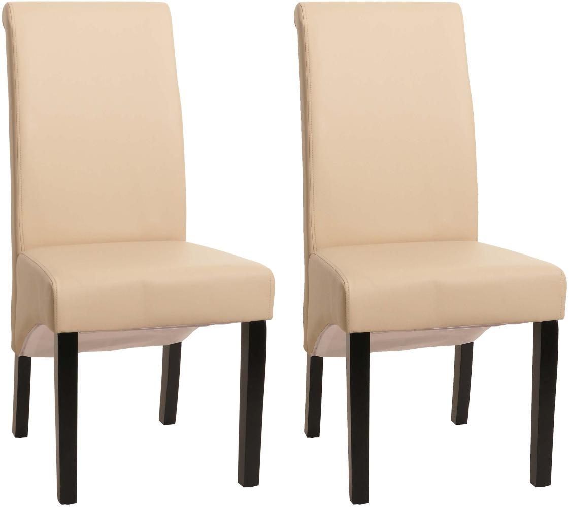 2er-Set Esszimmerstuhl Küchenstuhl Stuhl M37 ~ Leder, creme, dunkle Füße Bild 1