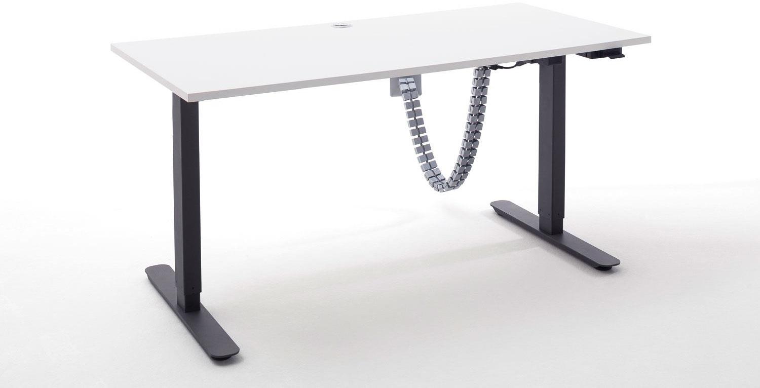 'Edjust' Schreibtisch höhenverstellbar, Metall, weiß matt, 70-120 x 72 x 150 cm Bild 1