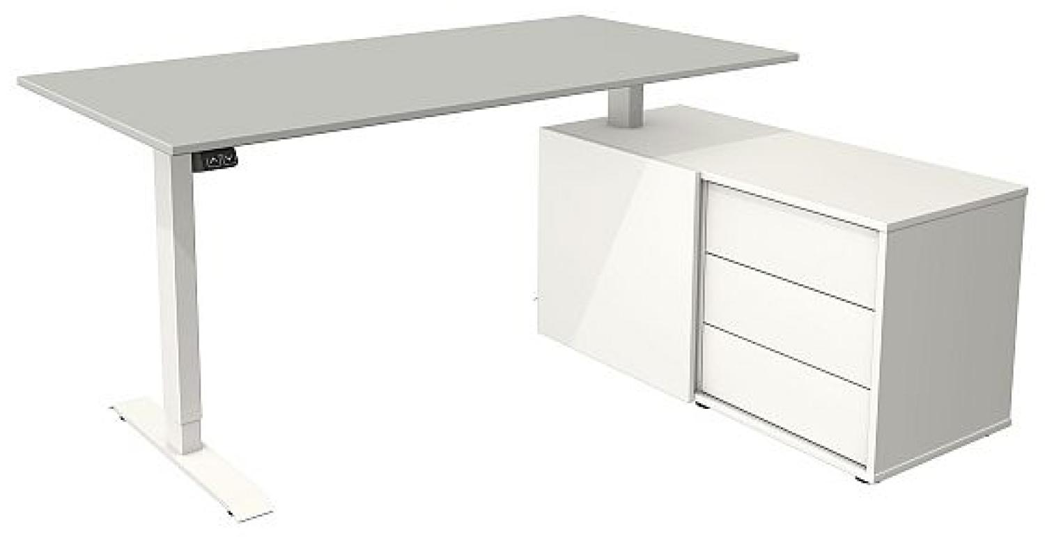Kerkmann Schreibtisch mit Sideboard MOVE 1 Gestell weiß lichtgrau Bild 1