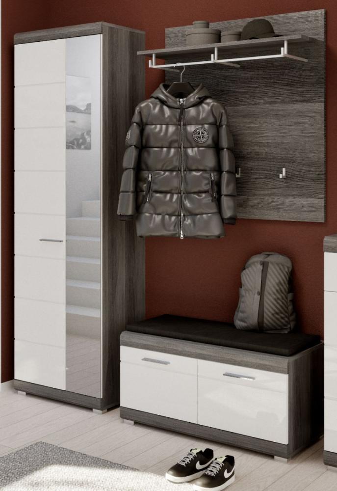 Garderobe Set Scout in weiß Hochglanz und Rauchsilber grau 3-tlg Bild 1