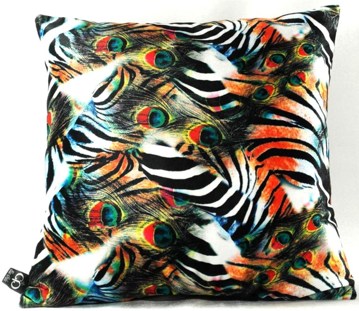 Casa Padrino Luxus Kissen Afrika Safari Mehrfarbig 45 x 45 cm - Edles Deko Kissen aus feinstem Samtstoff Bild 1