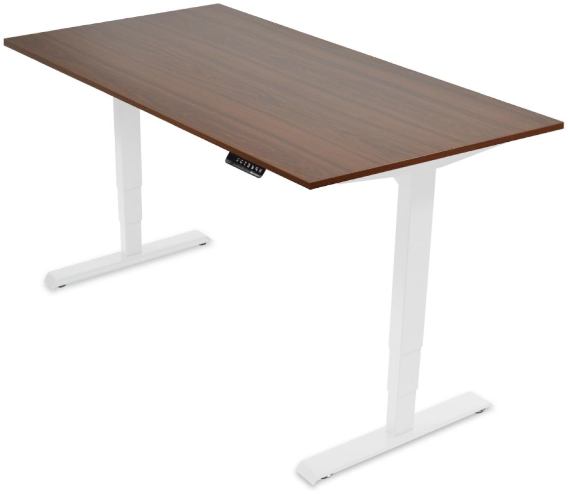 Desktopia Pro - Elektrisch höhenverstellbarer Schreibtisch / Ergonomischer Tisch mit Memory-Funktion, 5 Jahre Garantie - (Nussbaum, 180x80 cm, Gestell Weiß) Bild 1