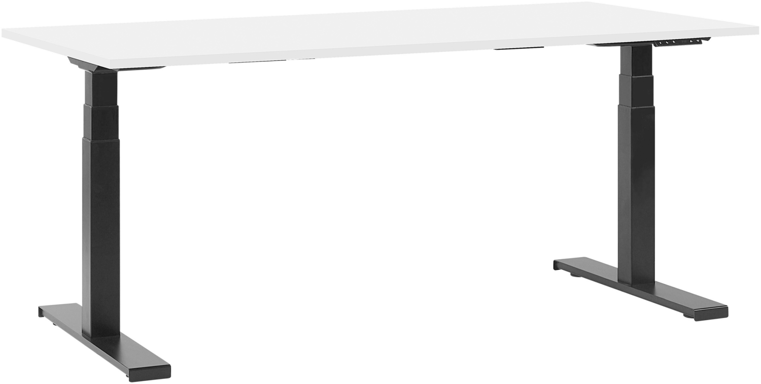 Schreibtisch weiß/schwarz 180 x 80 cm elektrisch höhenverstellbar DESTIN II Bild 1