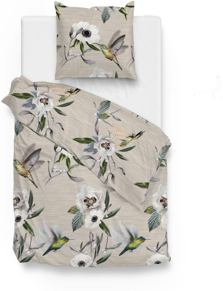 Zo! Home Cotton Bettwäsche 155x220 Jun natural Kolibri Vogel Blätter sand oliv Bild 1