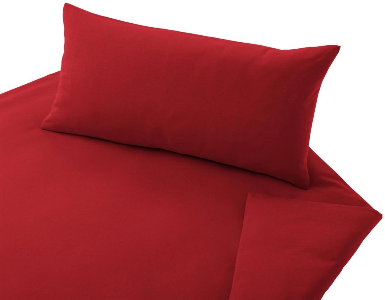 Cotonea kbA Bio-Baumwolle Jersey-Kinder Bettwäsche uni Größe 100x135+40x60 cm Kissenbezug i 102 Rot Bild 1