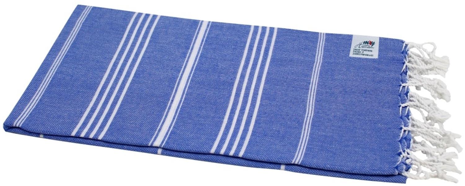 Hamamtuch Sultan blau mit weißen Streifen ca. 100x180 cm Bild 1