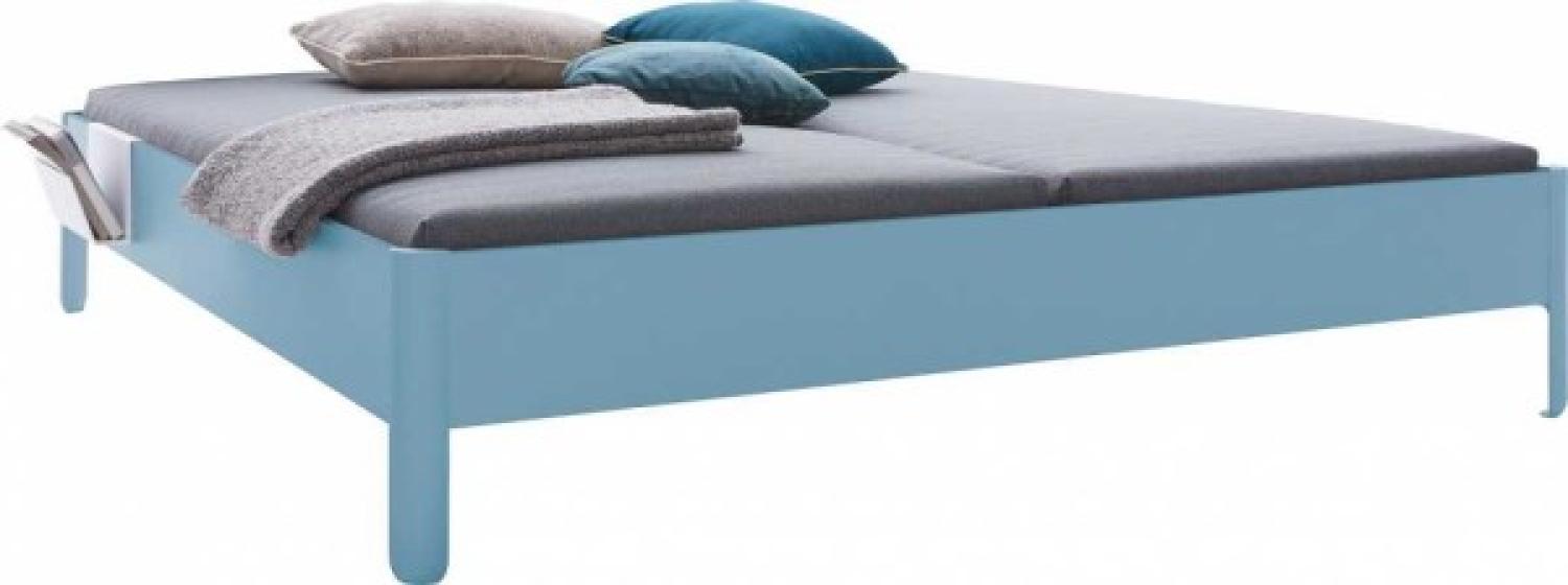 NAIT Doppelbett farbig lackiert Silbertannenblau 140 x 210cm Ohne Kopfteil Bild 1