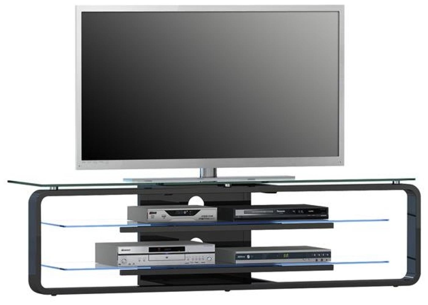 TV Board Selene, 1380 x 390 x 360 mm, schwarz Hochglanz - Klarglas Bild 1