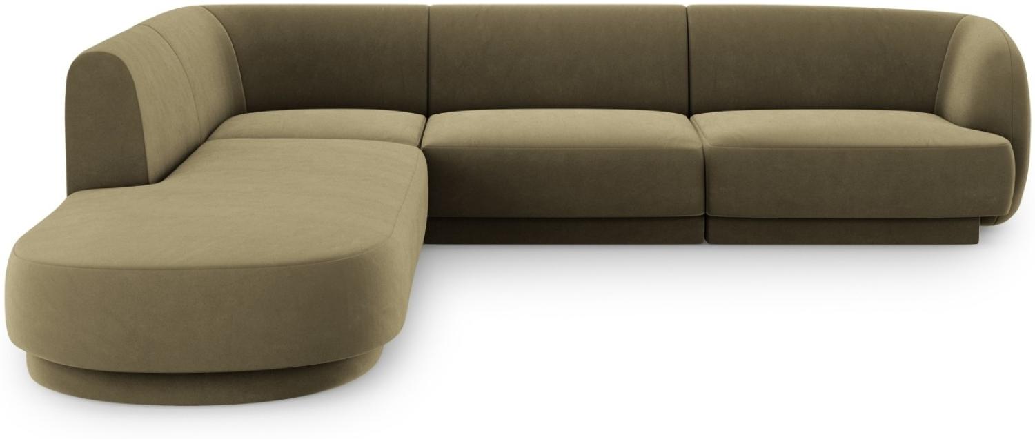 Micadoni 6-Sitzer Samtstoff Ecke links Sofa Miley | Bezug Green | Beinfarbe Black Plastic Bild 1