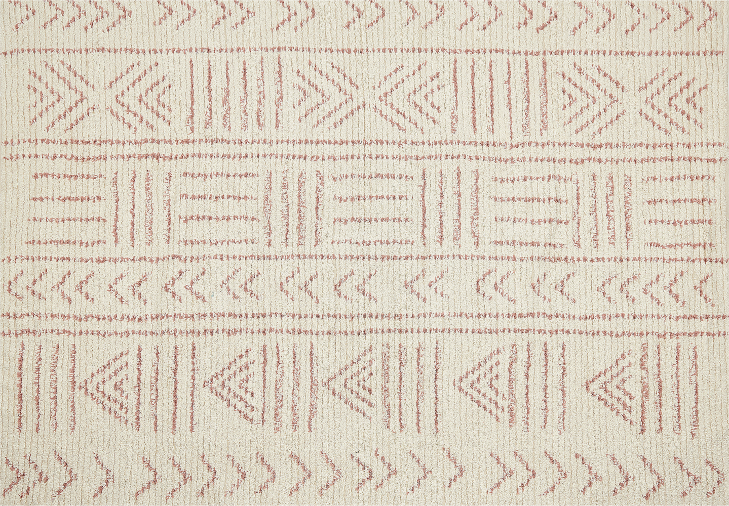 Teppich Baumwolle beige rosa 160 x 230 cm geometrisches Muster Kurzflor EDIRNE Bild 1