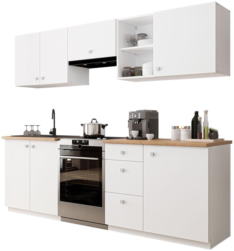 Küchenzeile Brinka 240 II (Farbe: Weiß/Weiß + Artisan Eiche, mit LED Beleuchtung) Bild 1