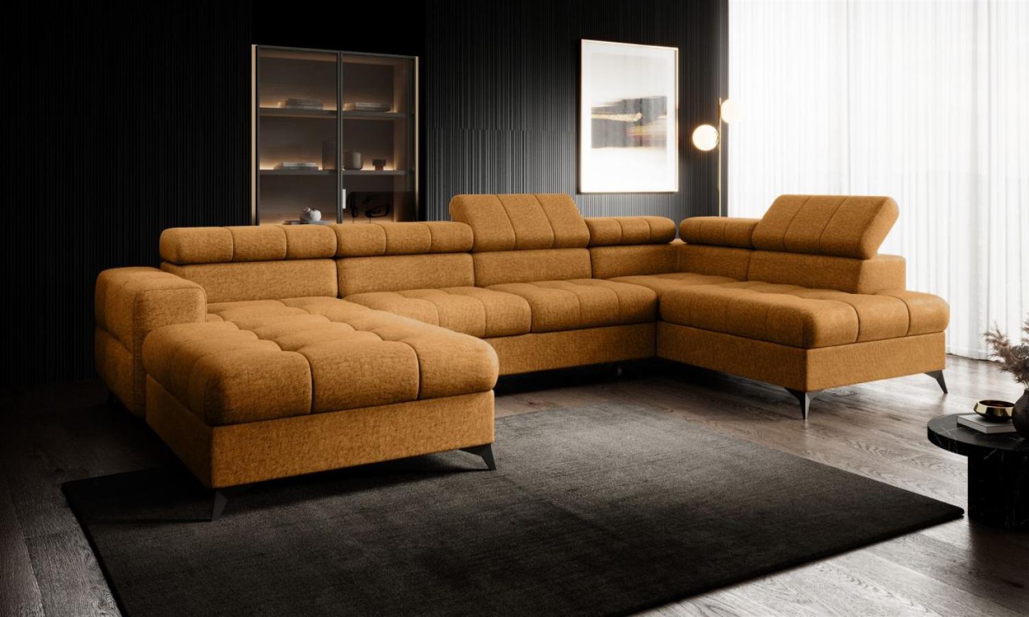 Wohnlandschaft U-Form Schlafsofa SPARKS Stoff Infinity Amber Ottomane Links Bild 1