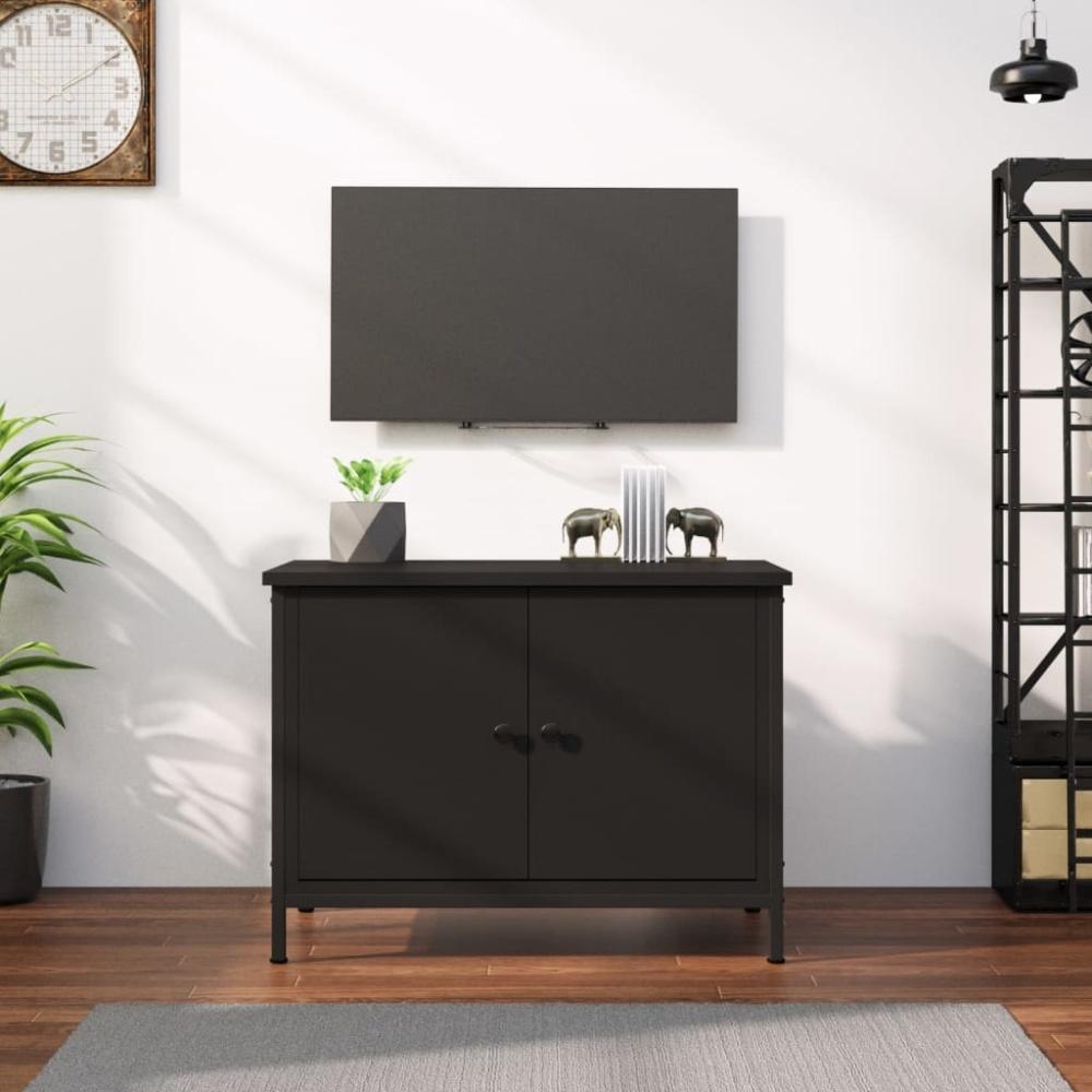 vidaXL TV-Schrank mit Türen Schwarz 60x35x45 cm Holzwerkstoff Bild 1