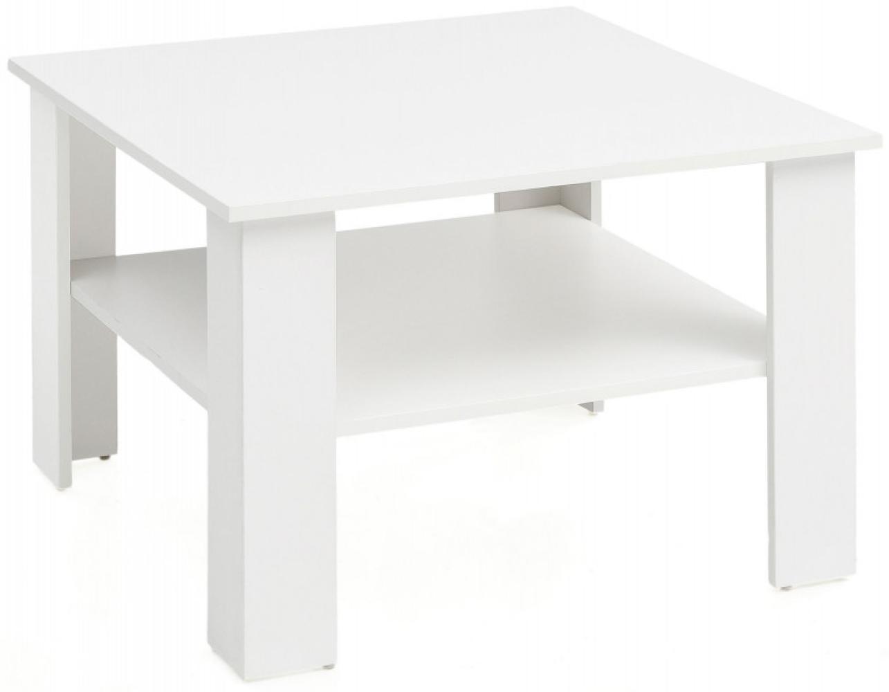 Couchtisch SV51868 Holz 60 x 42 x 60 cm Design Holztisch mit Ablage, Weiß Bild 1