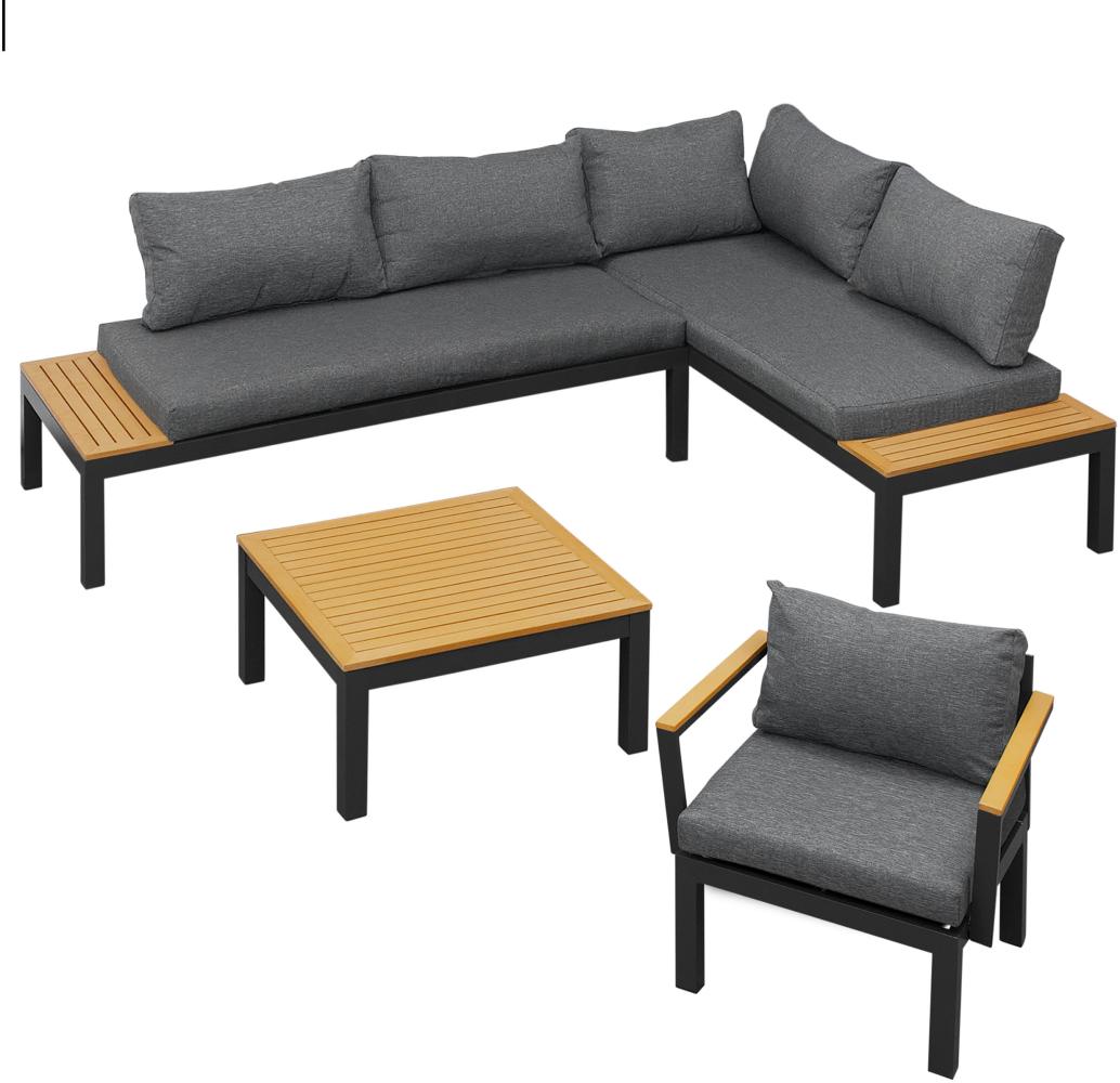 GARTENFREUDE Lounge Ambience + Sessel, flexibel einsetzbar dunkelgrau / dunkelgrau / WPC hell Bild 1