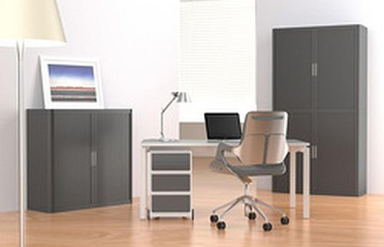 PAPERFLOW Rollladenschrank easyOffice, 4 Böden weiß / schwarz Bild 1