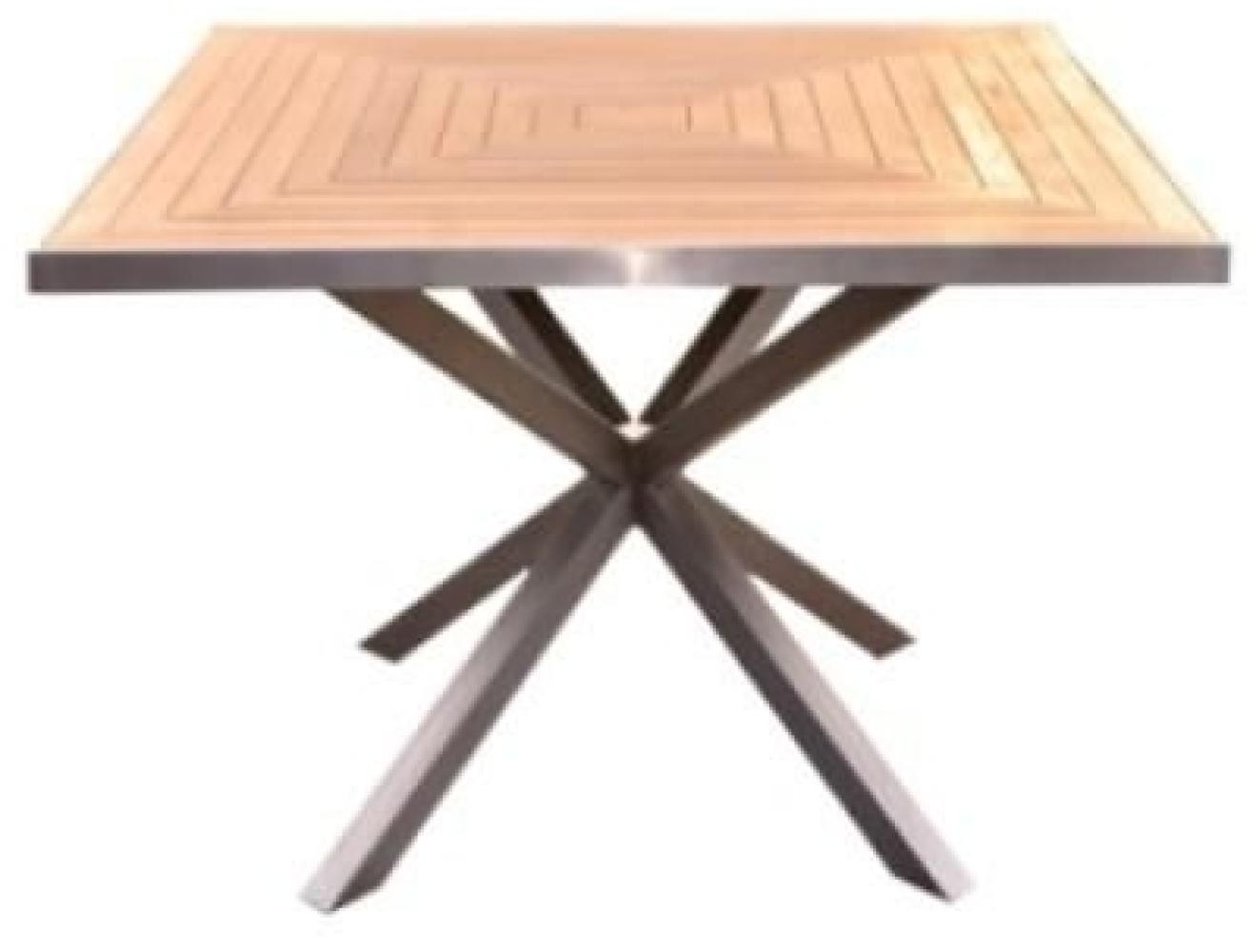 Designer Essgruppe Tisch Andalo + 4 Stühle Lavarone Teakholz Edelstahl - Tischplatte: 80 x 80 cm Bild 1