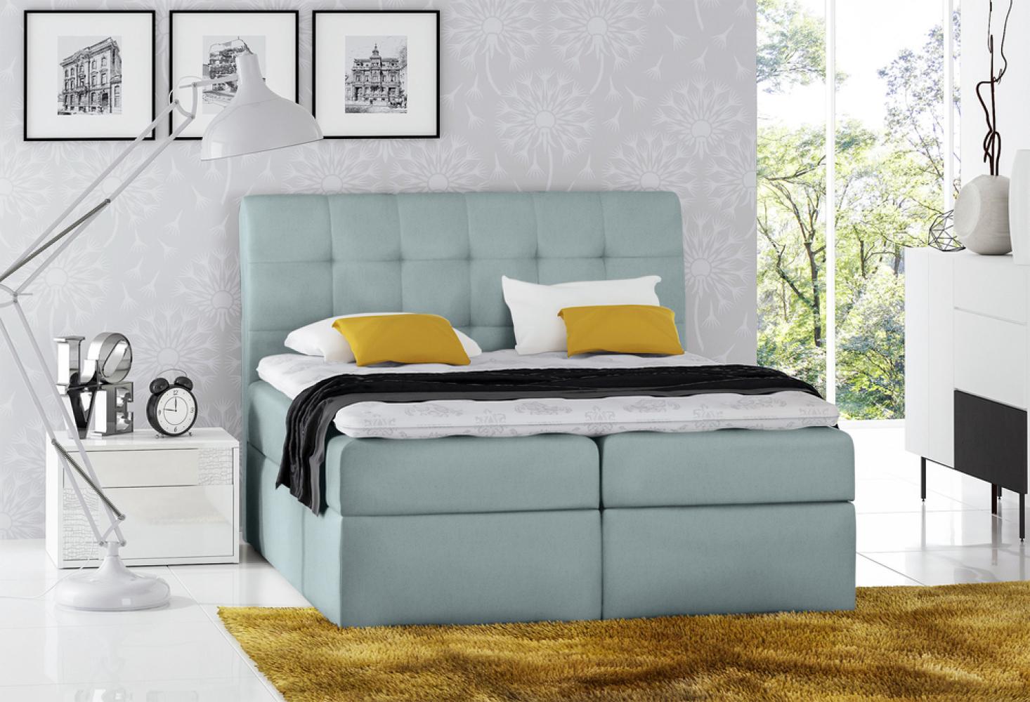 Stylefy 'Bagira' Boxspringbett Velours Silber 140 x 200 cm Bild 1