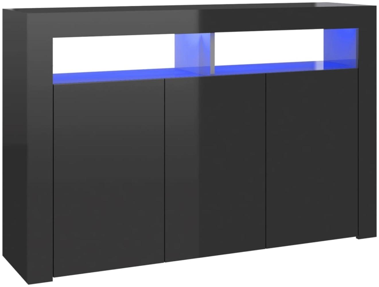 vidaXL Sideboard mit LED-Leuchten Hochglanz-Schwarz 115,5x30x75 cm Bild 1
