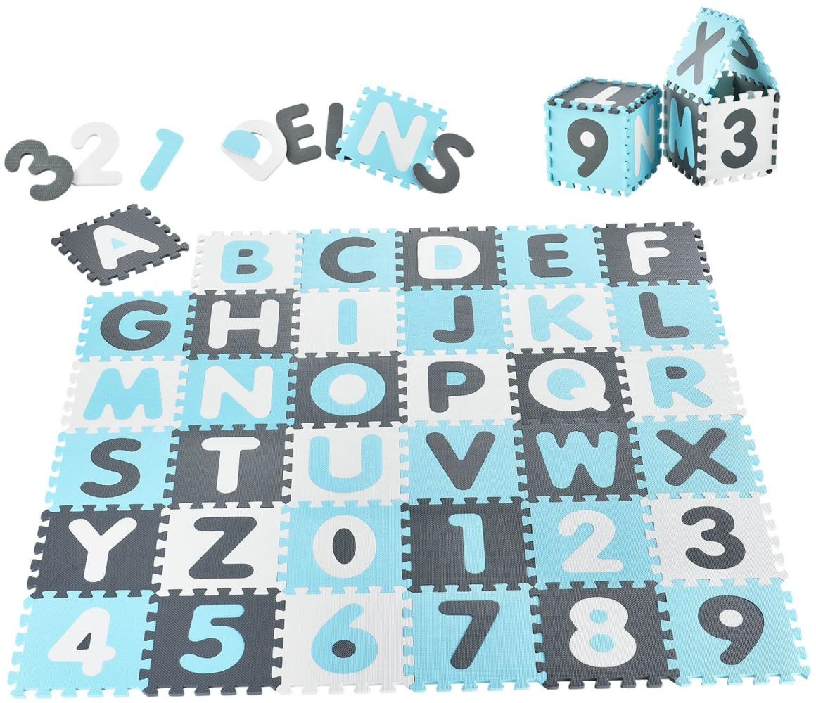 Juskys Kinder Puzzlematte 'Noah' 36 Teile mit Buchstaben A-Z & Zahlen 0-9, blau Bild 1