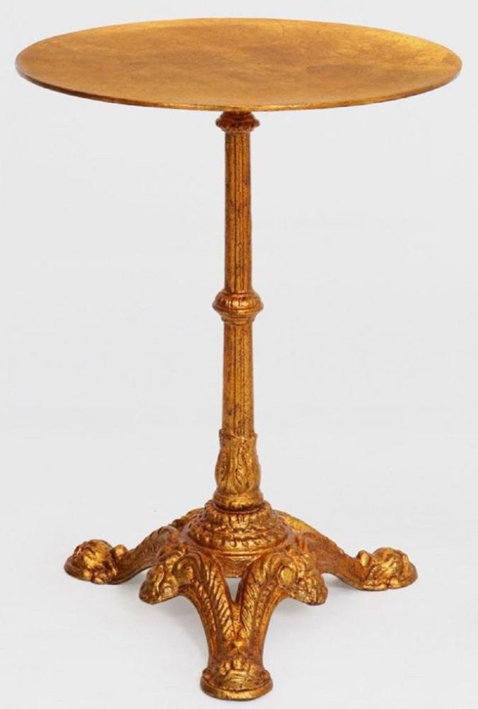 Casa Padrino Luxus Barock Beistelltisch Antik Gold Ø 50 x H. 66 cm - Runder Massivholz Tisch - Barock Möbel Bild 1