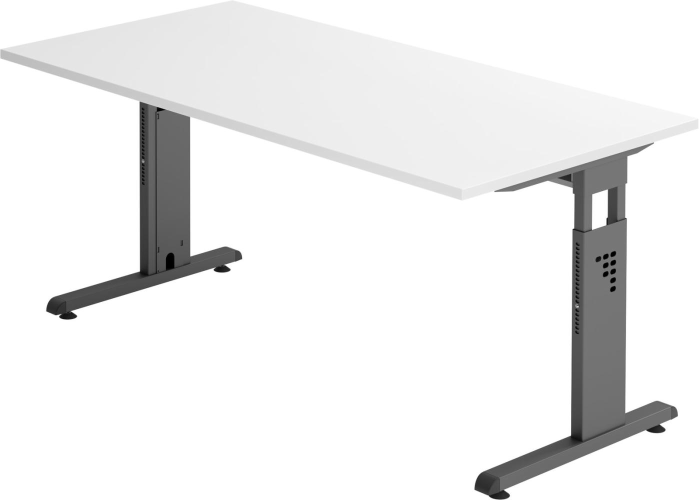bümö® Schreibtisch O-Serie höhenverstellbar, Tischplatte 160 x 80 cm in weiß, Gestell in graphit Bild 1