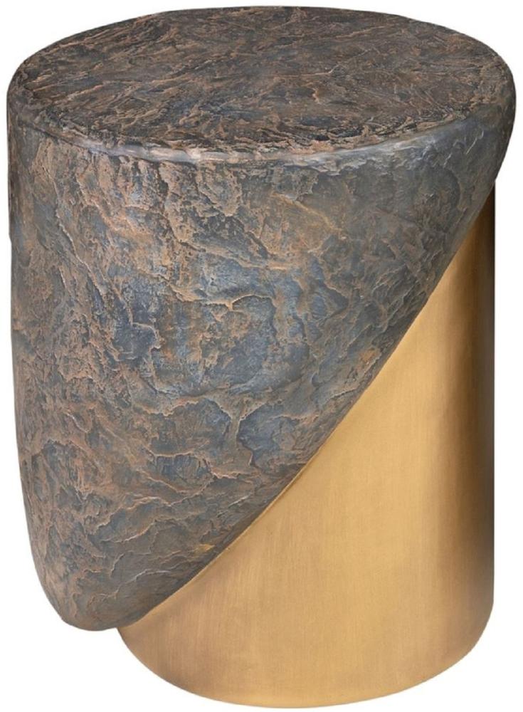 Casa Padrino Designer Hocker Antik Kupfer / Messing Ø 41 x H. 48,5 cm - Runder Sitzhocker aus Glasfaserverstärktem Beton - Luxus Möbel Bild 1