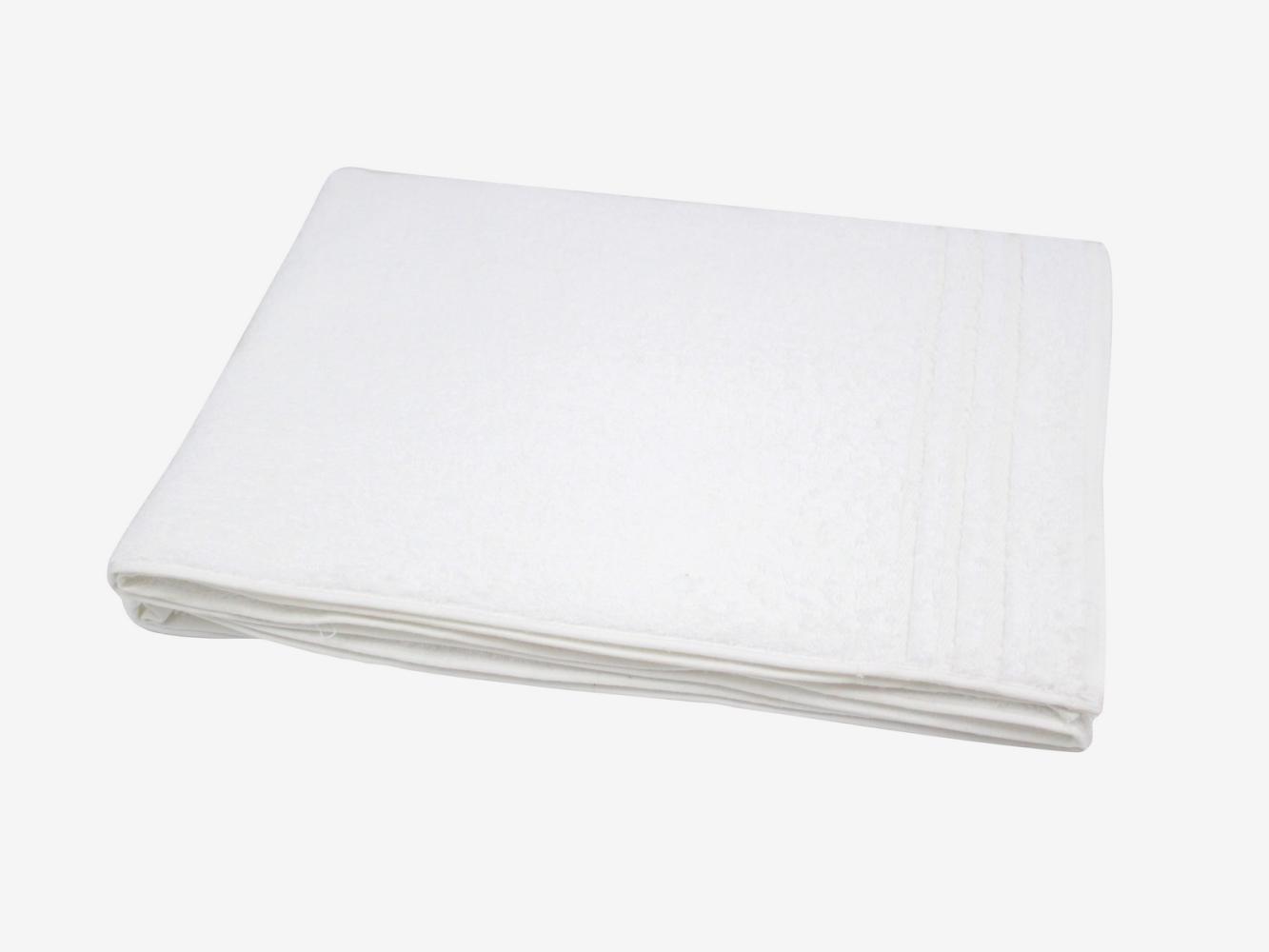 Handtuch 50x100 cm weiß ca. 550 g/m² • mit 3 schmalen Borten Bild 1