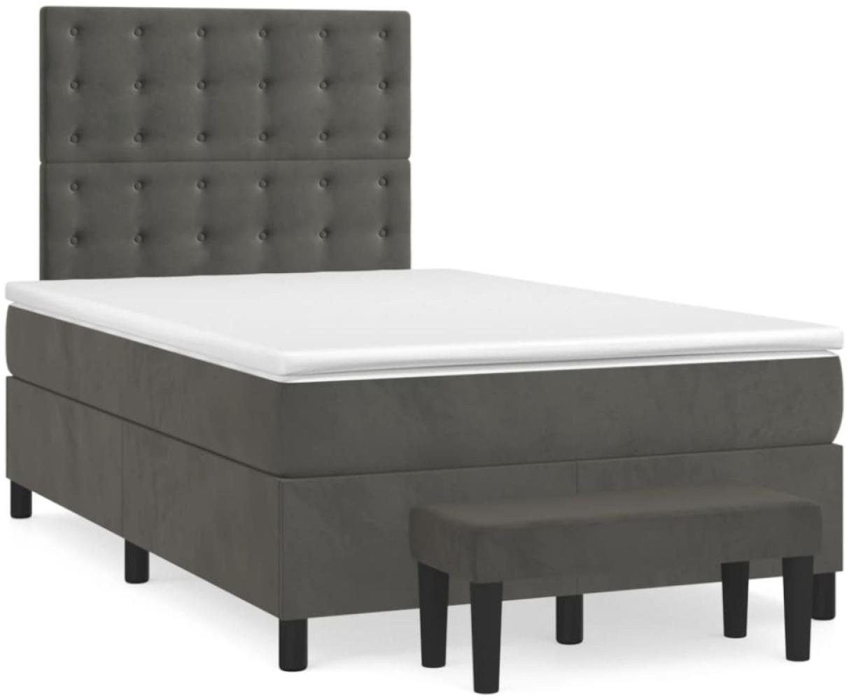 vidaXL Boxspringbett mit Matratze Dunkelgrün 120x190 cm Samt Bild 1