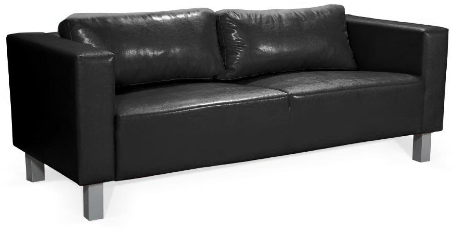 Sofa Designersofa MAILAND 3-Sitzer in Kunstleder Schwarz Bild 1