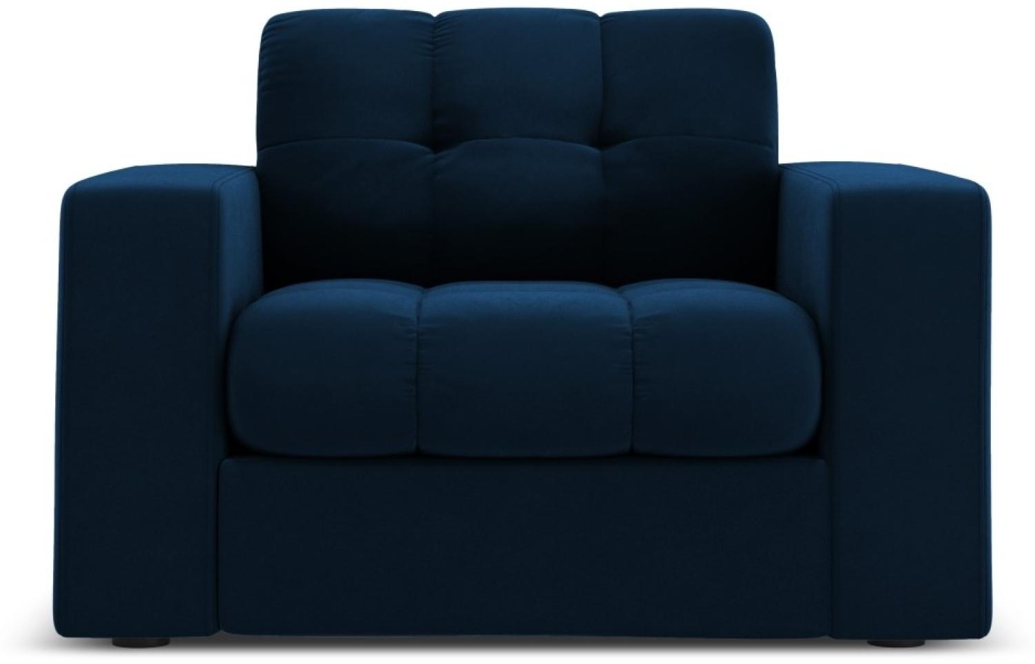 Micadoni Samtstoff Sessel Justin | Bezug Royal Blue | Beinfarbe Black Plastic Bild 1