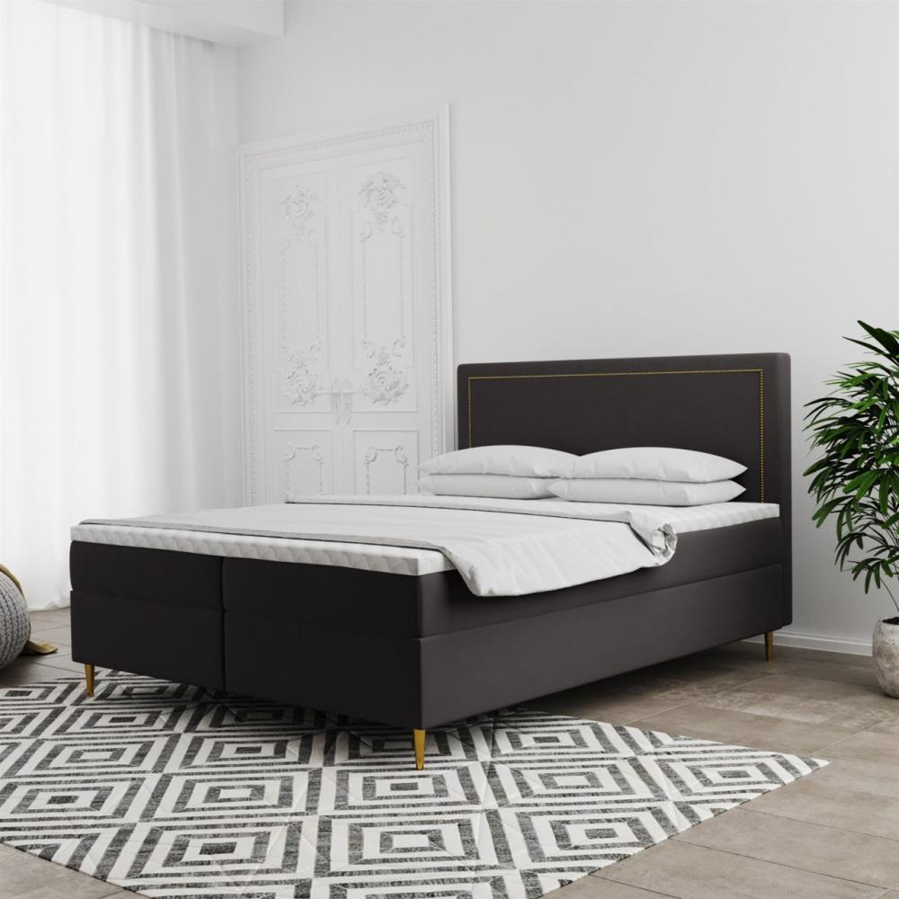 Boxspringbett Schlafzimmerbett LUCIEN 180x220cm in Stoff Soro Zinn Bild 1