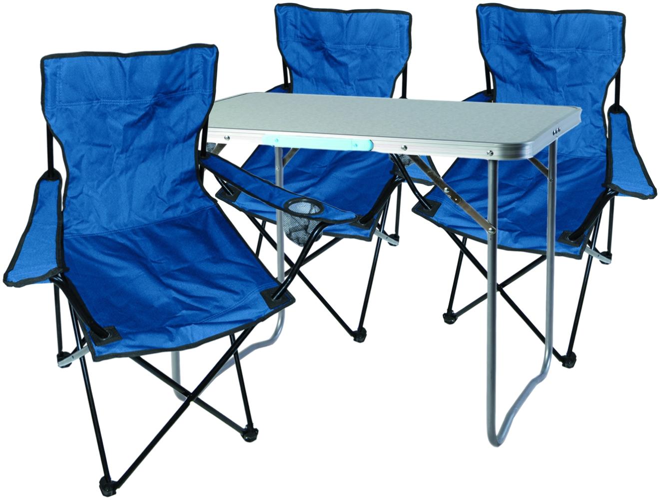 4-teiliges Campingmöbel Set Blau Tisch Campingstühle/Anglerstühle Blau Bild 1