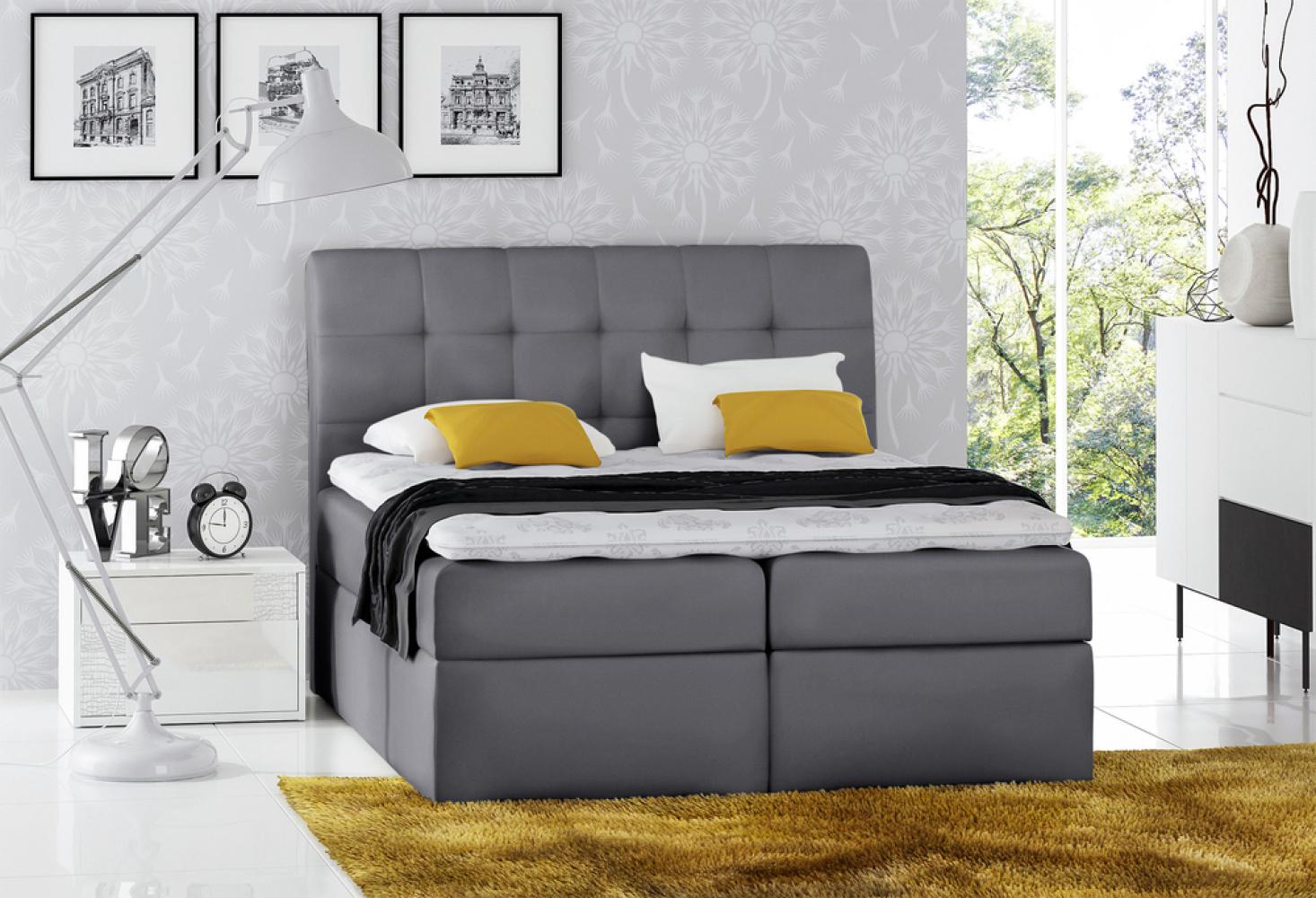 Stylefy 'Bagira' Boxspringbett Velours Dunkelgrau 160 x 200 cm Bild 1