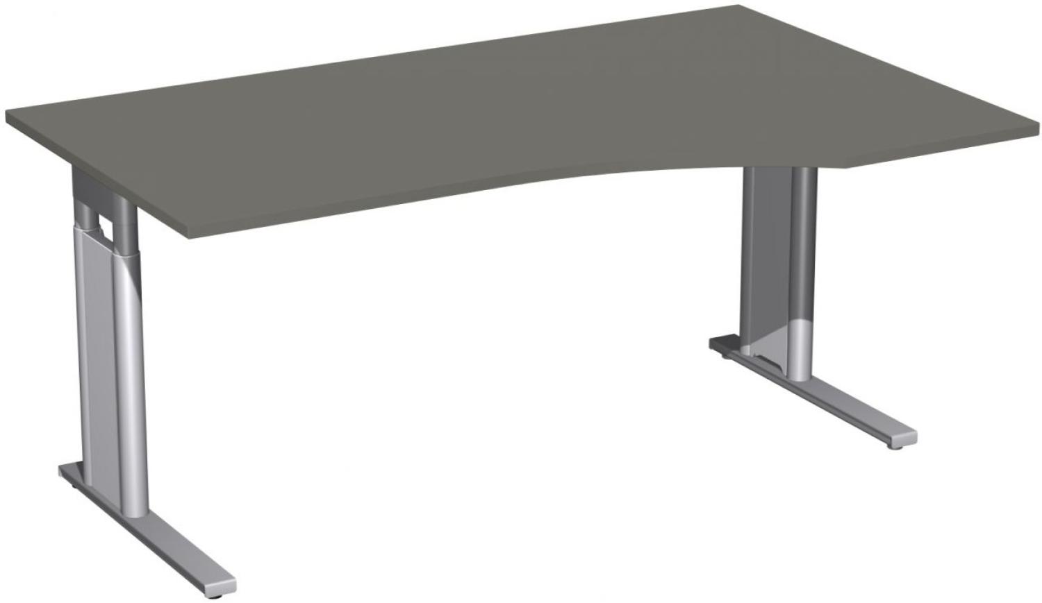 PC-Schreibtisch rechts, höhenverstellbar, 160x100cm, Graphit / Silber Bild 1