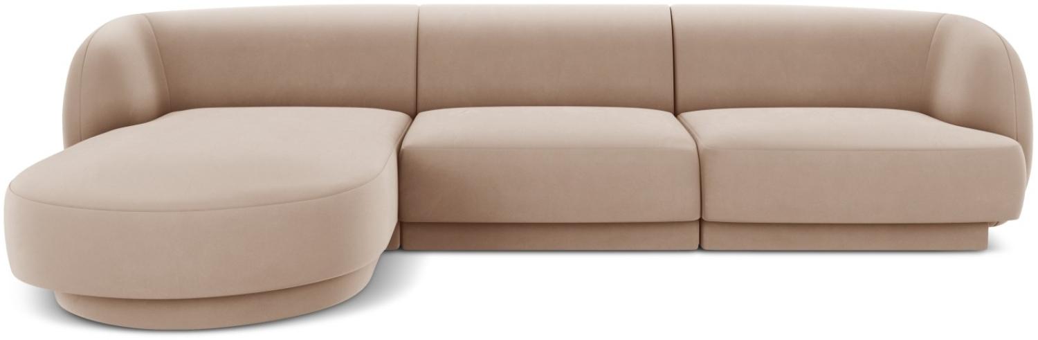 Micadoni 4-Sitzer Samtstoff Ecke links Sofa Miley | Bezug Cappuccino | Beinfarbe Black Plastic Bild 1